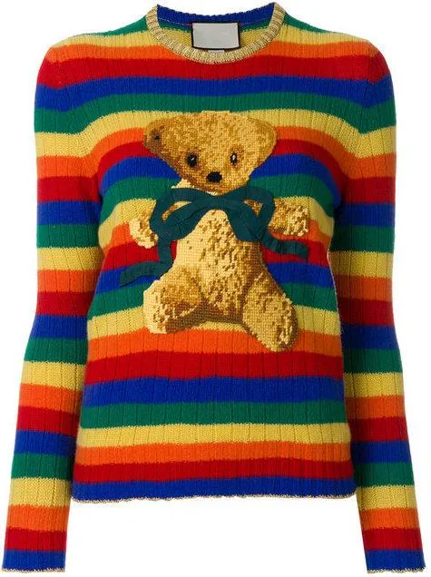 Intarsia Knit Teddy Bear Sweater