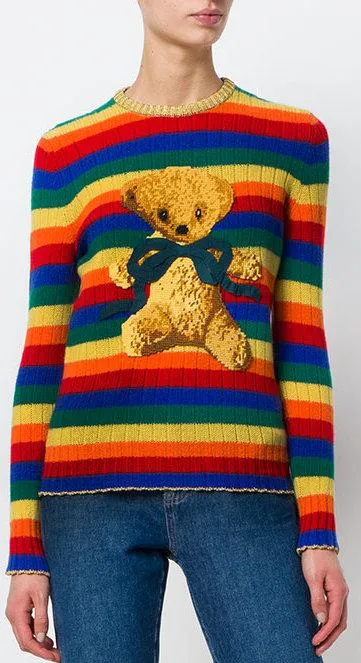 Intarsia Knit Teddy Bear Sweater