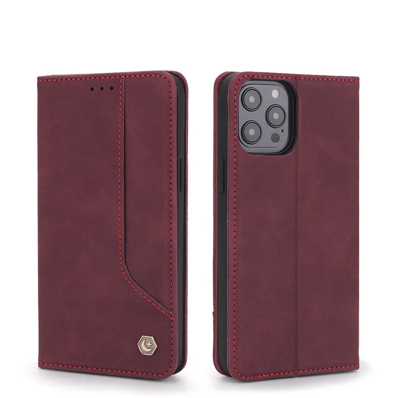 iPhone 13 Pro Max Leather Wallet Case Magnetic Case with Stand Card Slot