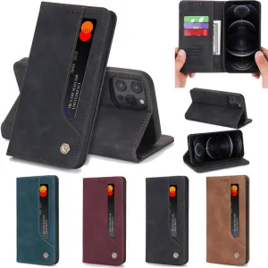 iPhone 13 Pro Max Leather Wallet Case Magnetic Case with Stand Card Slot