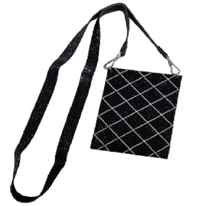 Jacqueline Kent Little Black Dress Cellphone Crossbody Purse, Black Silver