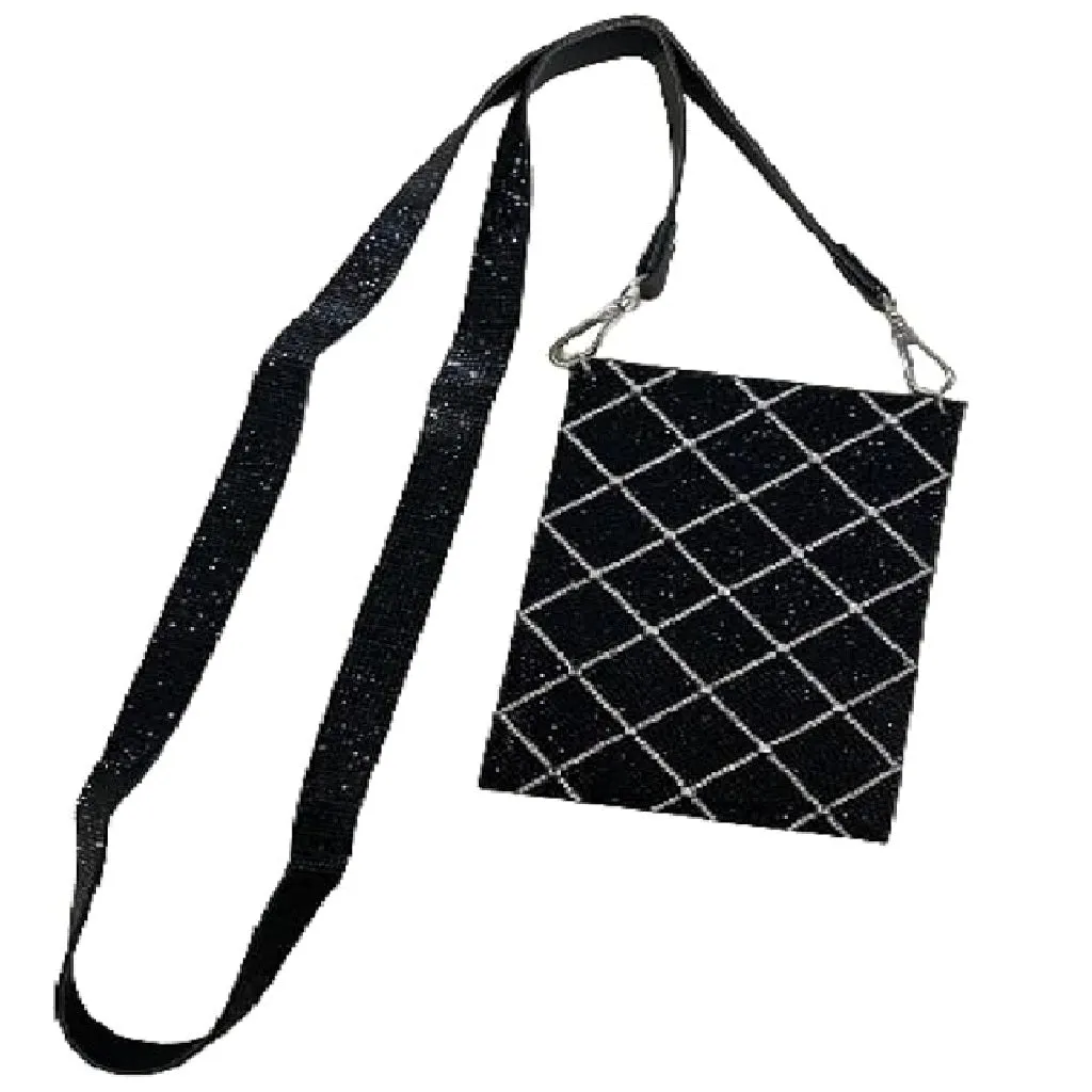 Jacqueline Kent Little Black Dress Cellphone Crossbody Purse, Black Silver
