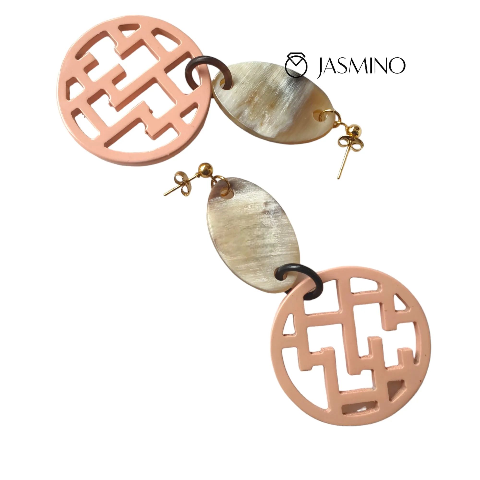 Jasmino Minimalist Spring 2023 Post Back Earrings Made By Natural Buffalo Horn