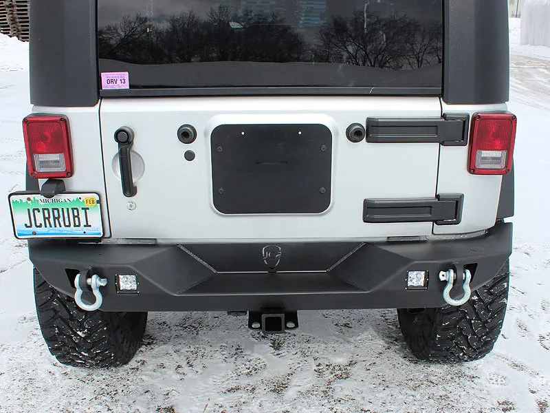 JCR OFFROAD VanGuard Rear Full Width Bumper, Textured Black for 07-18 Jeep Wrangler JK & JK Unlimited