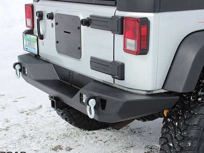 JCR OFFROAD VanGuard Rear Full Width Bumper, Textured Black for 07-18 Jeep Wrangler JK & JK Unlimited
