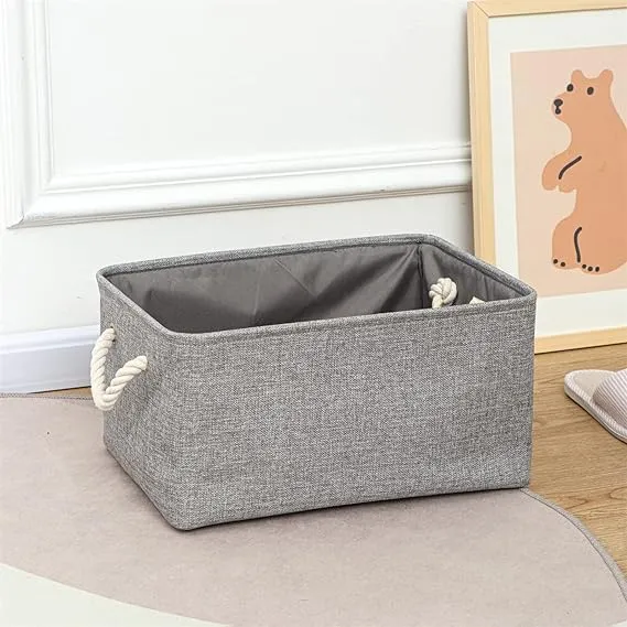 Kuber Industries 15 Pcs Stackable Storage Basket|Foldable Toy Storage Bin|Wardrobe Organizer For Clothes|3 Different Sizes (Grey) (Pack Of 5)