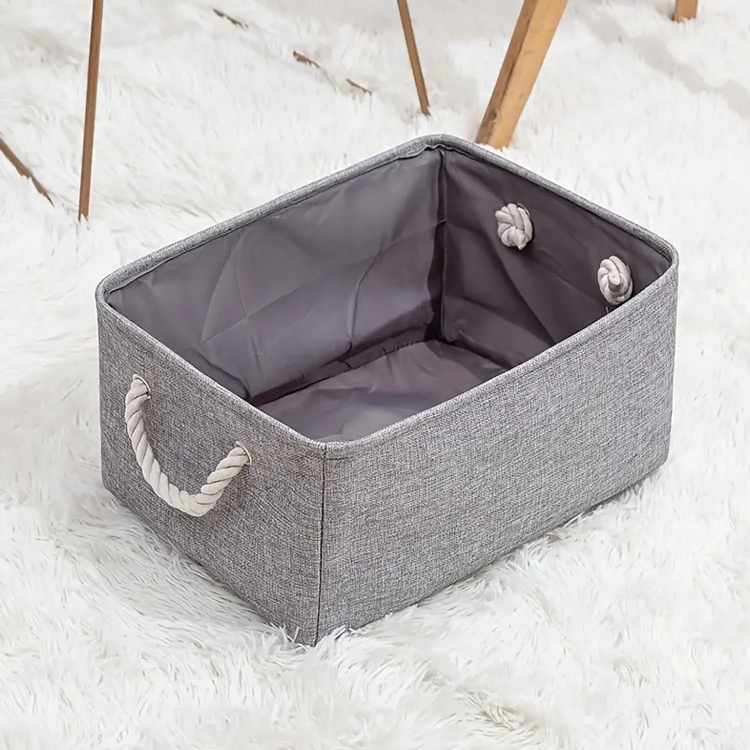Kuber Industries 15 Pcs Stackable Storage Basket|Foldable Toy Storage Bin|Wardrobe Organizer For Clothes|3 Different Sizes (Grey) (Pack Of 5)