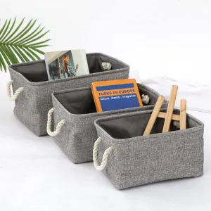 Kuber Industries 15 Pcs Stackable Storage Basket|Foldable Toy Storage Bin|Wardrobe Organizer For Clothes|3 Different Sizes (Grey) (Pack Of 5)