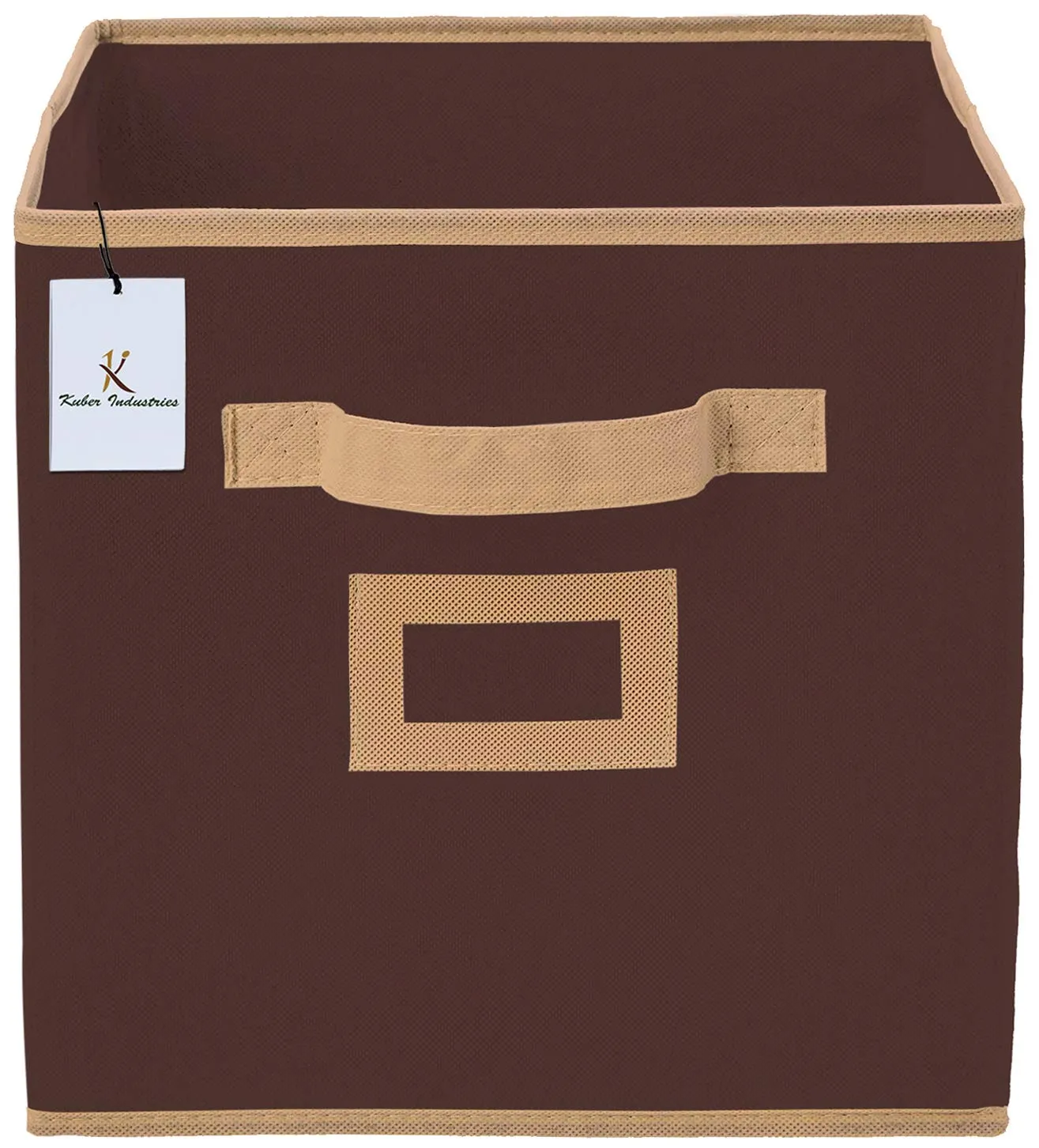 Kuber Industries Non Woven 1 Piece Shirt Stacker Wardrobe Organizer and 1 Piece Large Foldable Storage Organiser Cubes/Boxes (Coffee) -CTKTC038359