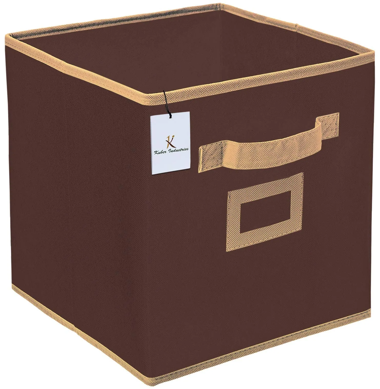 Kuber Industries Non Woven 1 Piece Shirt Stacker Wardrobe Organizer and 1 Piece Large Foldable Storage Organiser Cubes/Boxes (Coffee) -CTKTC038359