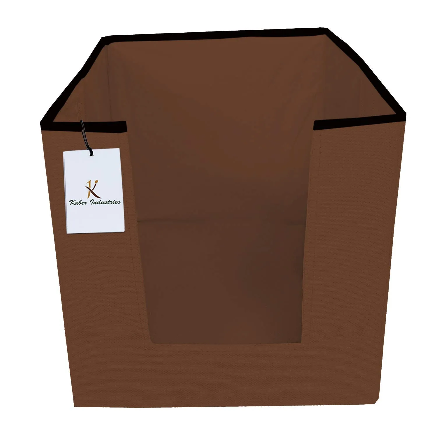 Kuber Industries Non Woven 1 Piece Shirt Stacker Wardrobe Organizer and 1 Piece Large Foldable Storage Organiser Cubes/Boxes (Coffee) -CTKTC038359