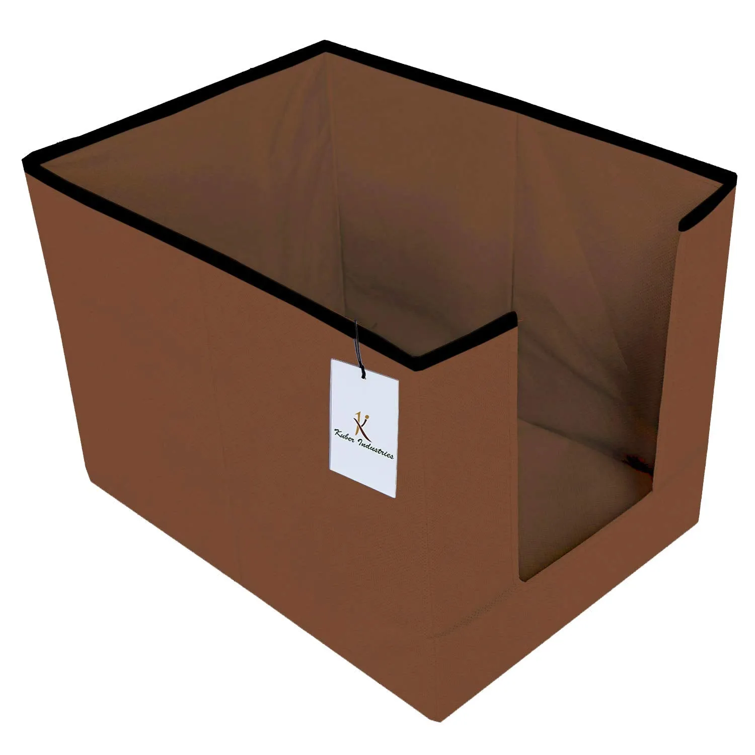 Kuber Industries Non Woven 1 Piece Shirt Stacker Wardrobe Organizer and 1 Piece Large Foldable Storage Organiser Cubes/Boxes (Coffee) -CTKTC038359