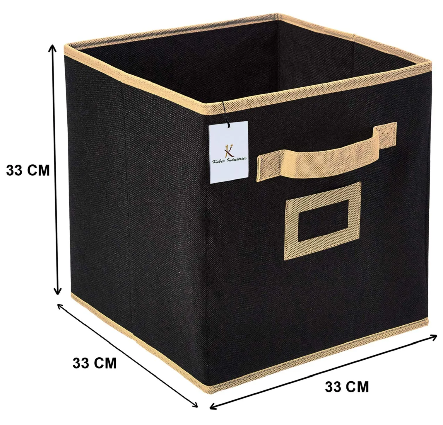 Kuber Industries Non Woven 6 Pieces Large Foldable Storage Organiser Cubes/Boxes (Black) - CTKTC035223