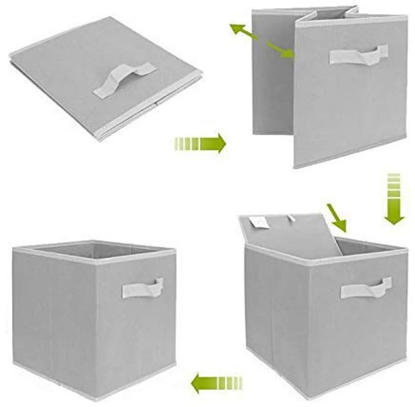 Kuber Industries Non Woven 6 Pieces Large Foldable Storage Organiser Cubes/Boxes (Black) - CTKTC035223