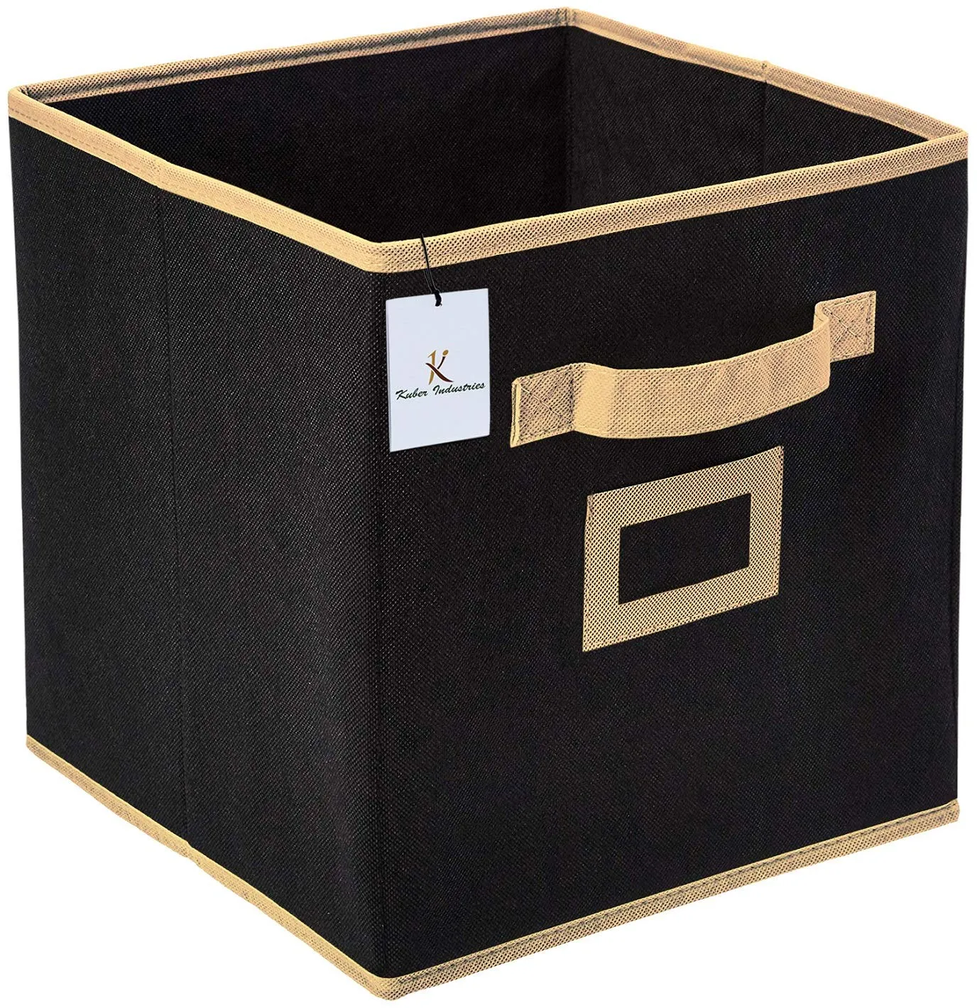 Kuber Industries Non Woven 6 Pieces Large Foldable Storage Organiser Cubes/Boxes (Black) - CTKTC035223
