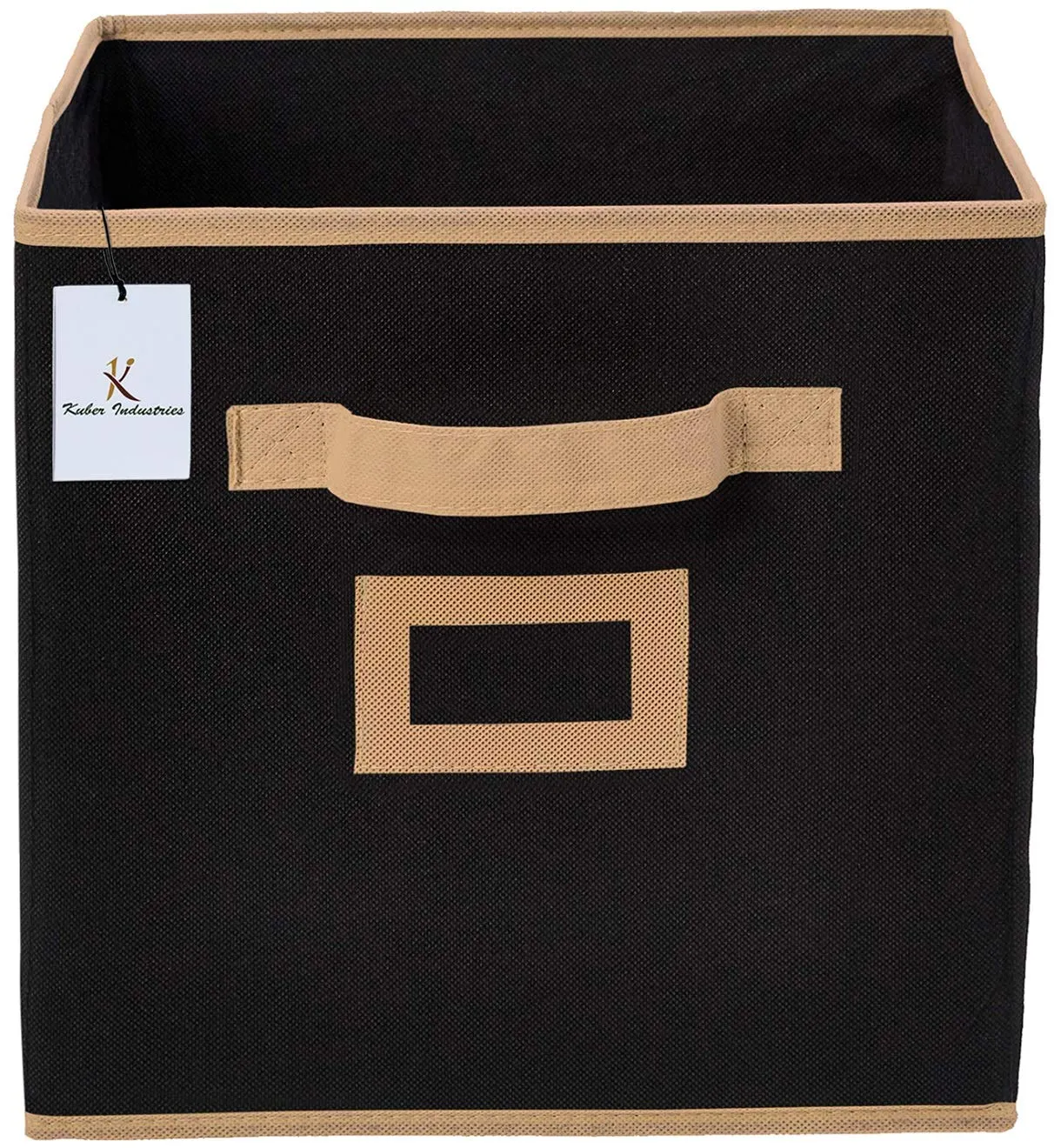 Kuber Industries Non Woven 6 Pieces Large Foldable Storage Organiser Cubes/Boxes (Black) - CTKTC035223