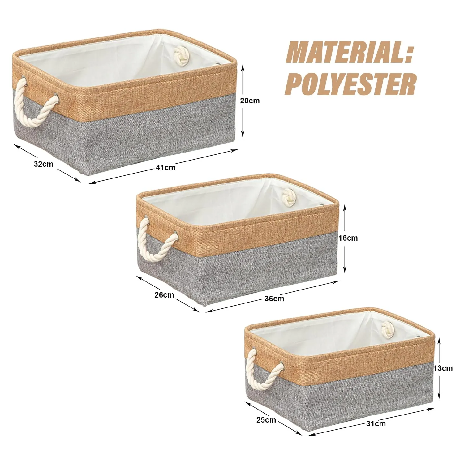 Kuber Industries Pack Of 4 Stackable Storage Basket|Foldable Toy Storage Bin|Wardrobe Organizer For Clothes|3 Different Sizes (Grey & Brown)