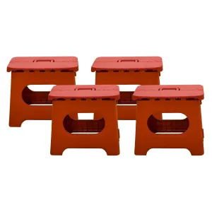 Kuber Industries (Set of 4) Small Folding Stool for Sitting - Plastic Foldable & Portable Step Stool for Kids - Red
