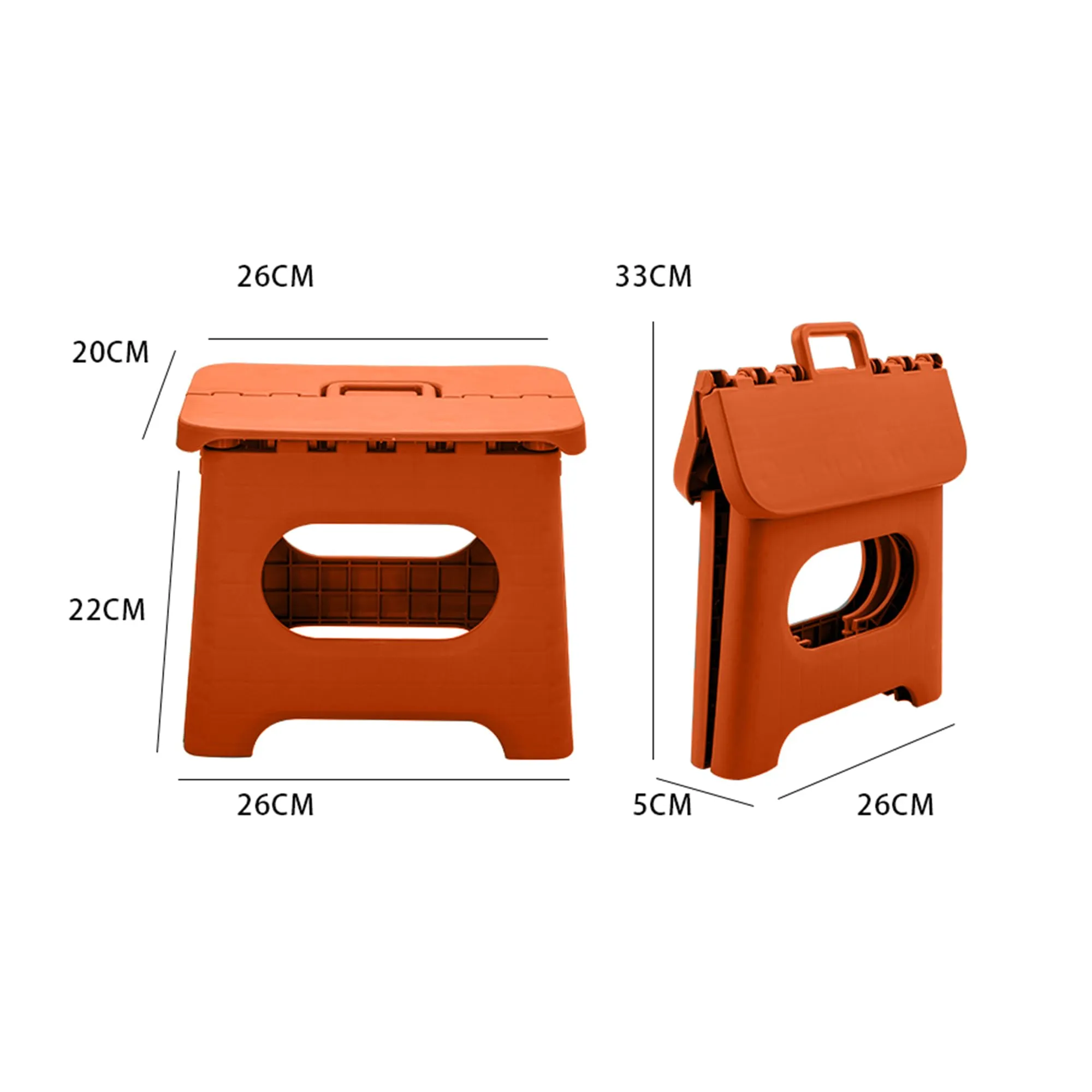 Kuber Industries (Set of 4) Small Folding Stool for Sitting - Plastic Foldable & Portable Step Stool for Kids - Red