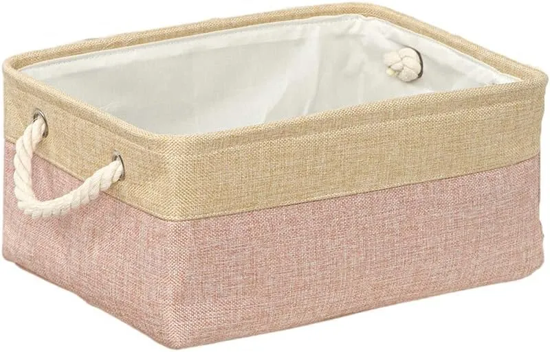 Kuber Industries Stackable Storage Basket|Foldable Toy Storage Bin|Wardrobe Organizer for Clothes|3 Different Sizes (Brown & Cream) (Pack of 6)
