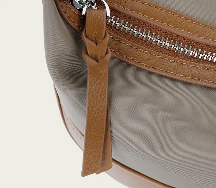 Ladies Black Nylon Crossbody Bag With Leather Shoulder Handbags