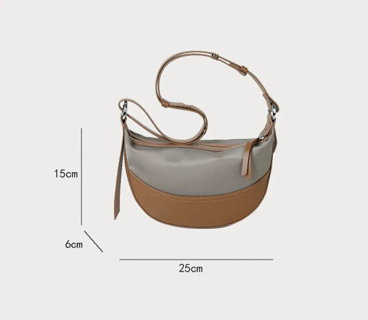 Ladies Black Nylon Crossbody Bag With Leather Shoulder Handbags