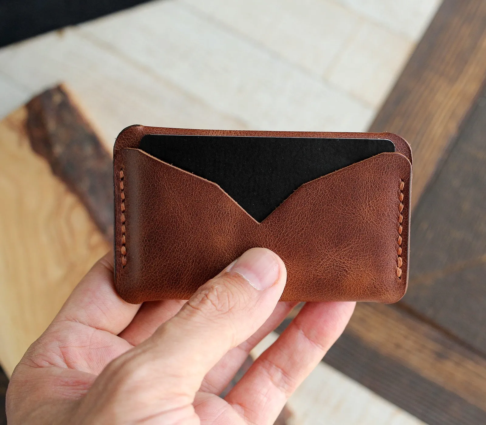 Leather Mini Card Holder - Troya