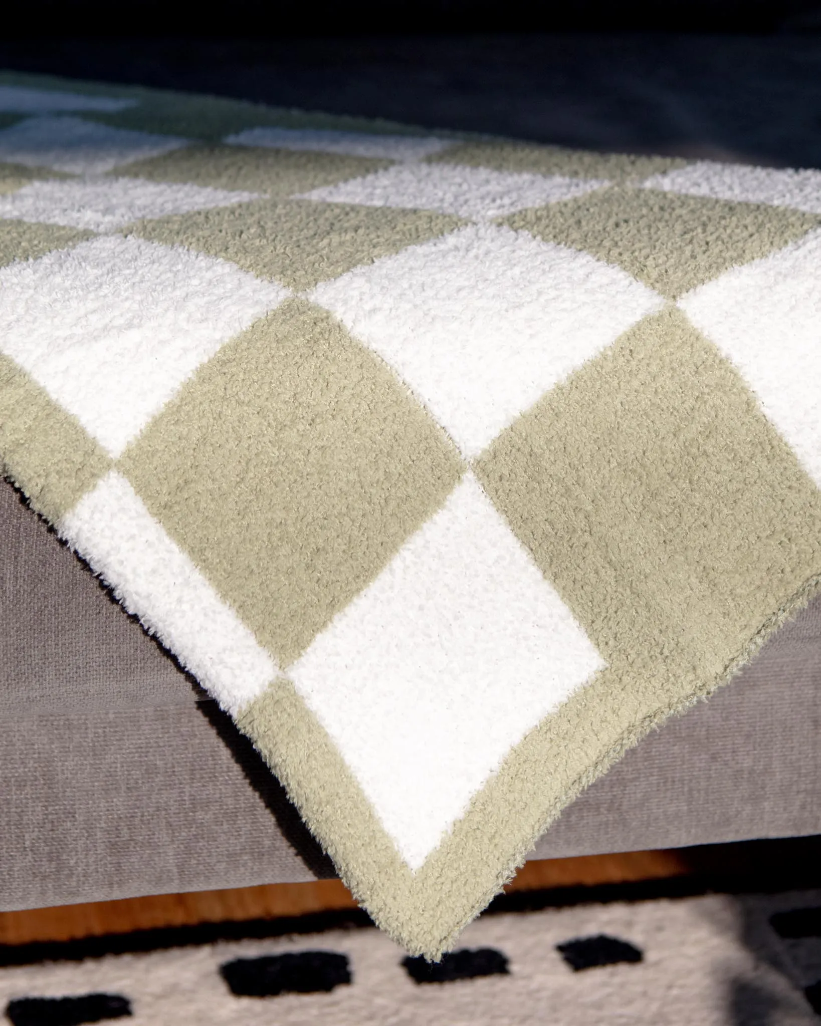 Luxe Check Blanket in Matcha Sage