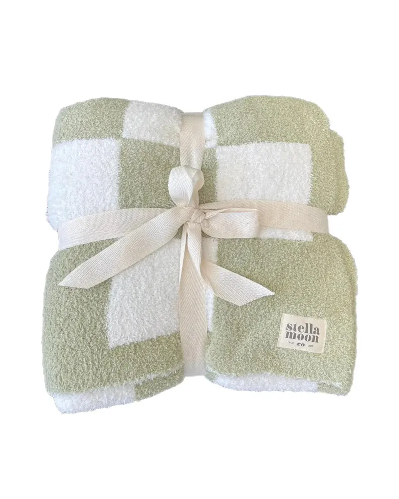 Luxe Check Blanket in Matcha Sage