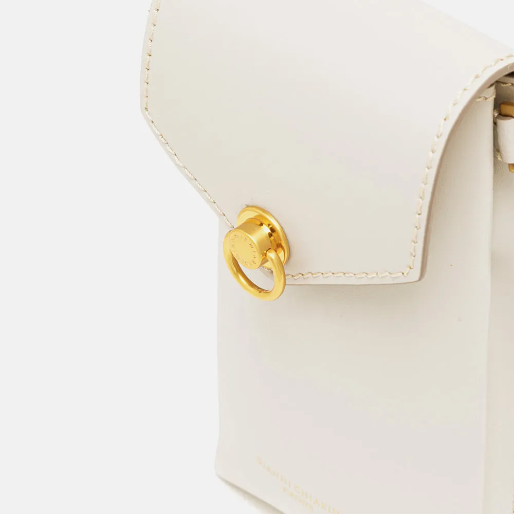 Marble White Leather Corallo Phone Bag
