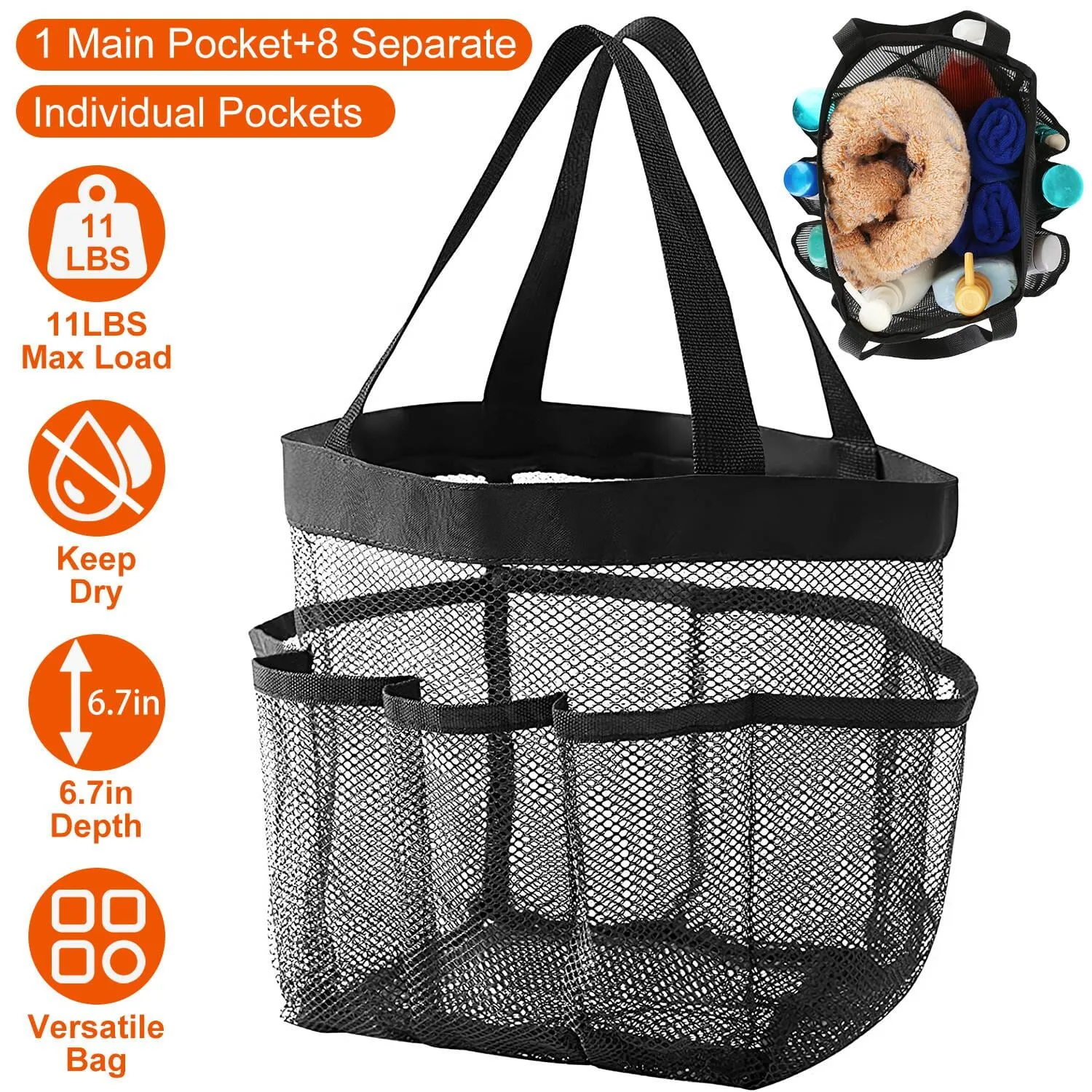 Mesh Shower Caddy Bag Organizer Storage Hanging Basket