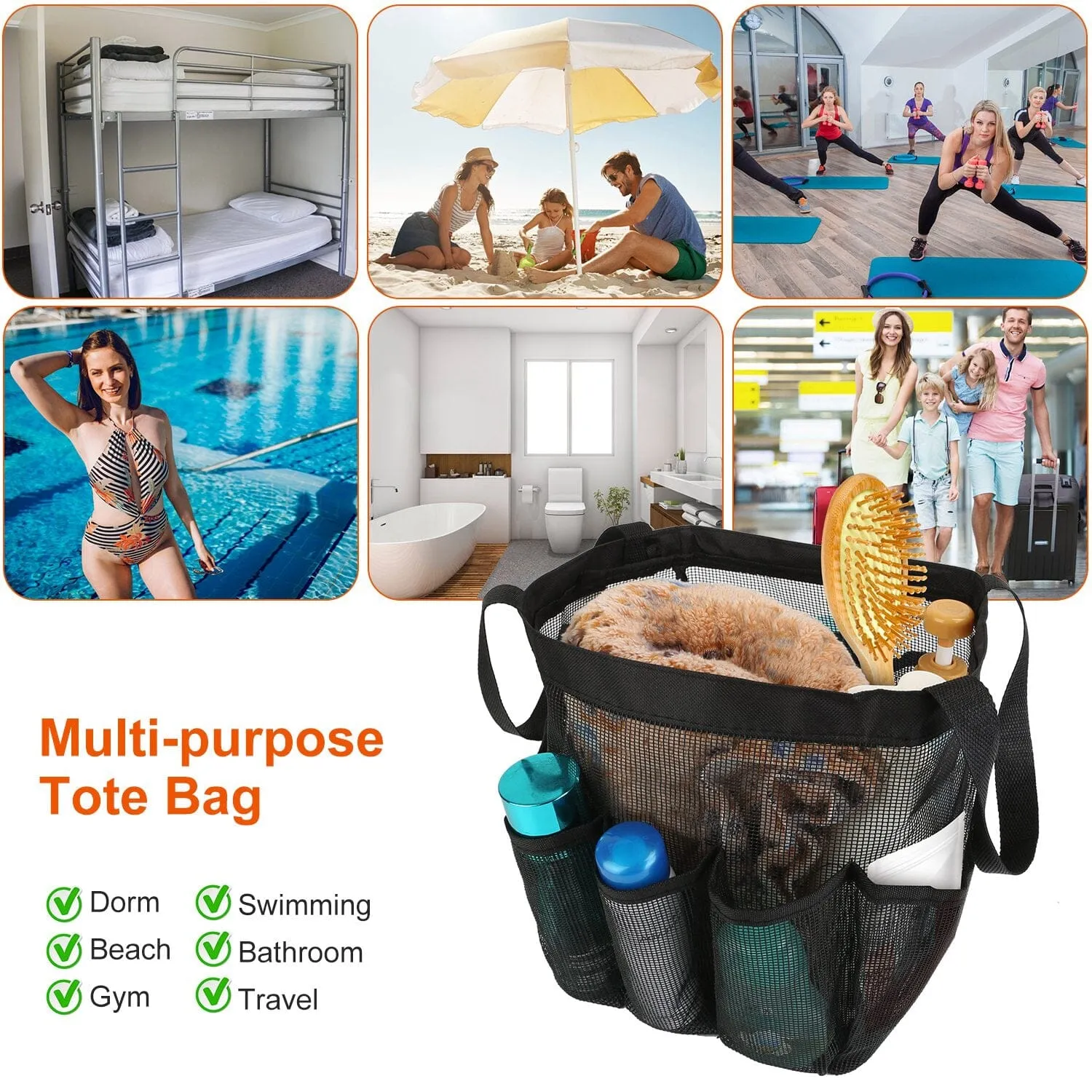 Mesh Shower Caddy Bag Organizer Storage Hanging Basket