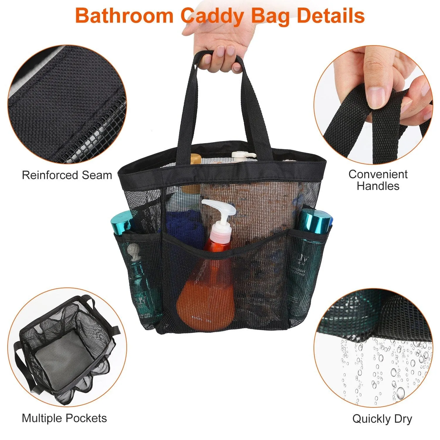 Mesh Shower Caddy Bag Organizer Storage Hanging Basket