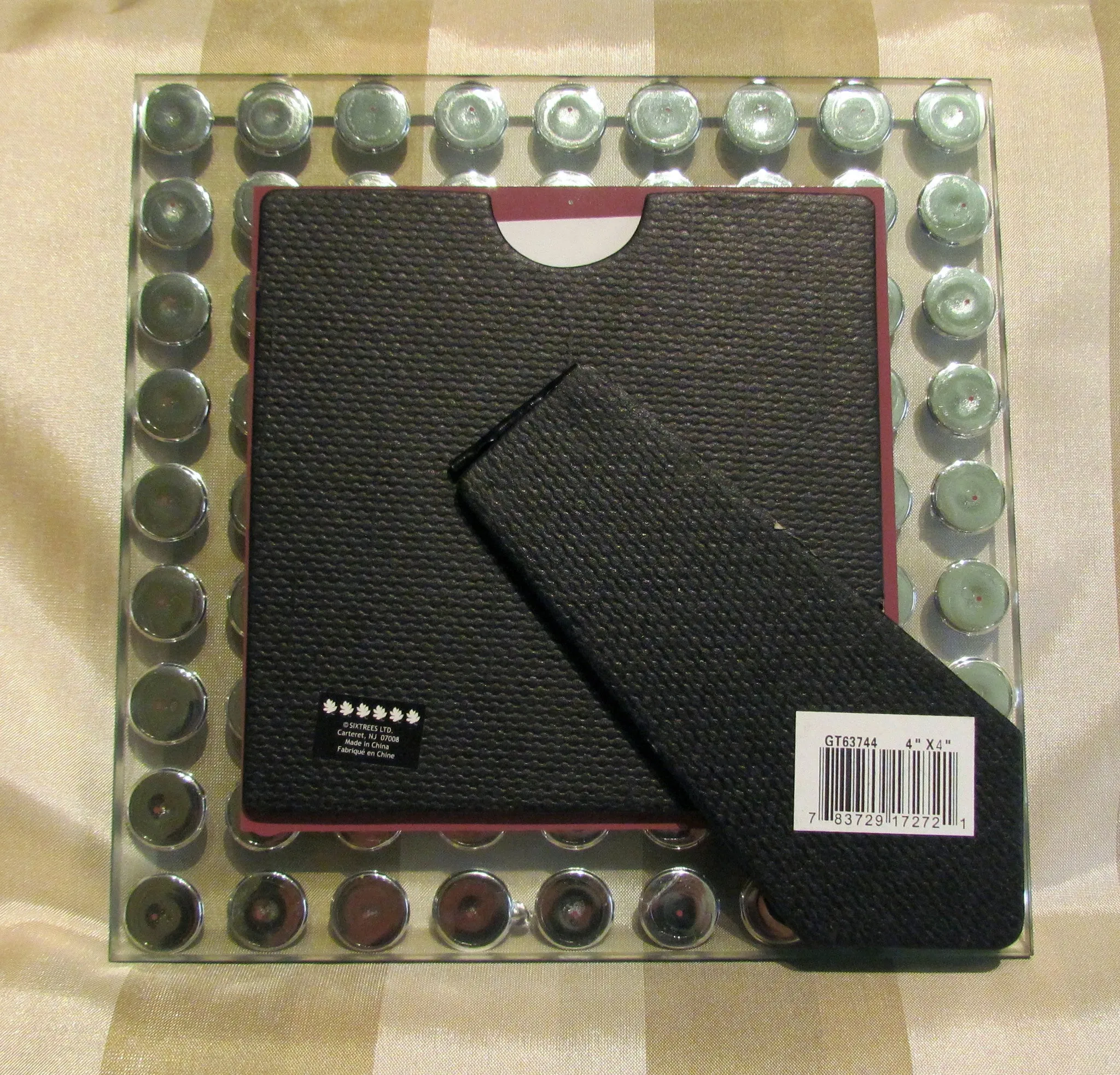 Modern Glass Picture Frame Iridescent Blue Cabochon Tabletop Photo Frame New Unused