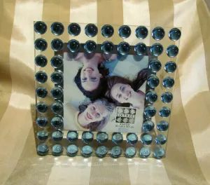 Modern Glass Picture Frame Iridescent Blue Cabochon Tabletop Photo Frame New Unused