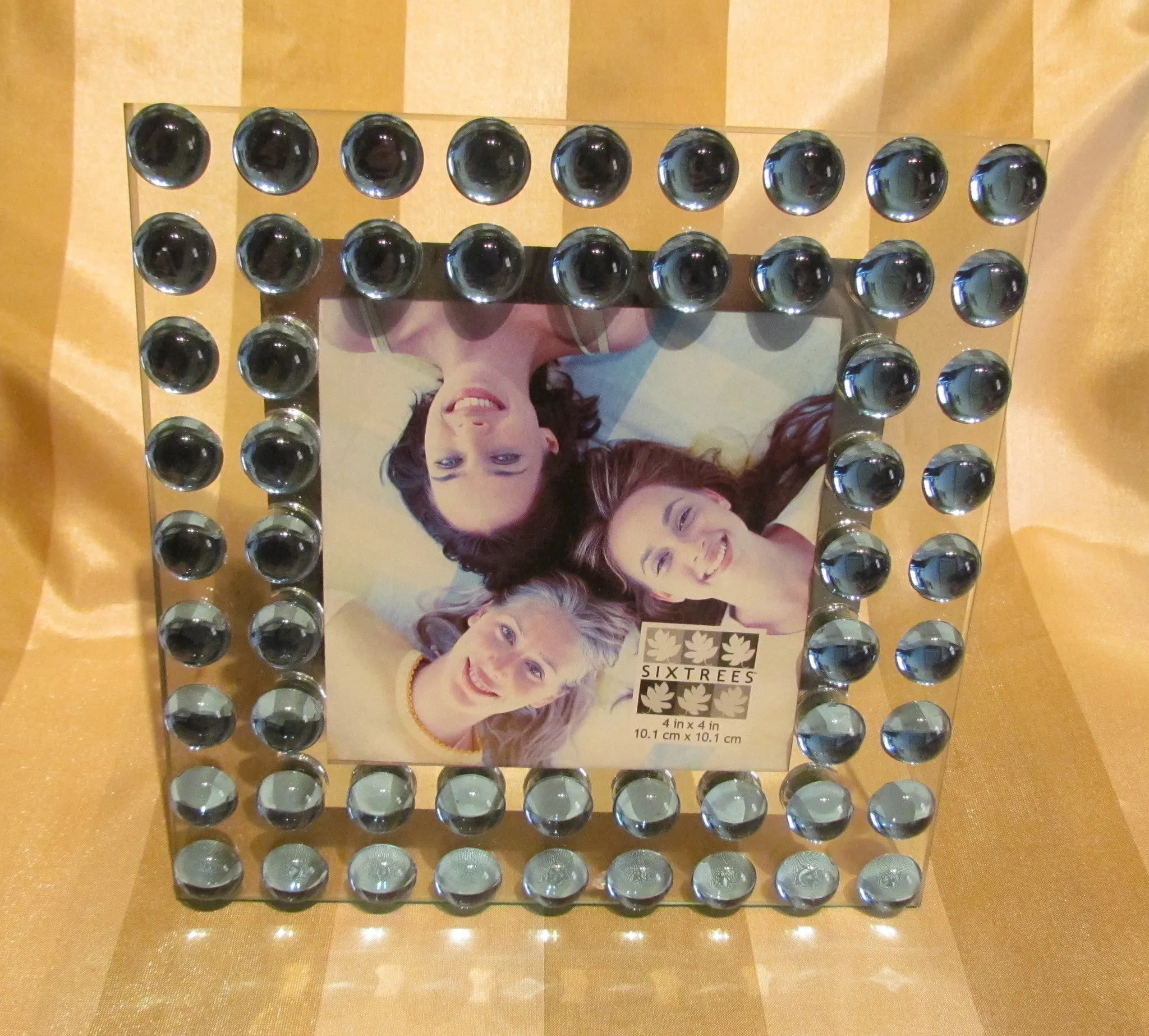 Modern Glass Picture Frame Iridescent Blue Cabochon Tabletop Photo Frame New Unused