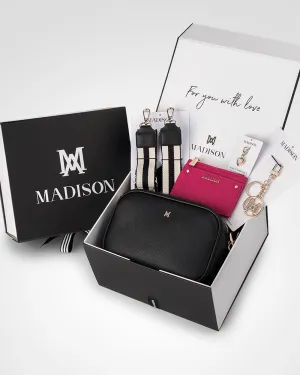 Monica 5 Piece Giftbox - Crossbody Bag, Stripe Bag Strap, Cardholder, Keychain & Personalisation Charm