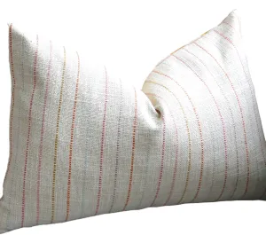 Multi Colored Striped Pillow Cover / Pink pillow cover / Orange 18 x 18 pillow / Aqua 18x18 Cushion Cover and 9 Other Sizes /  Cream Raw Silk Pillowcase