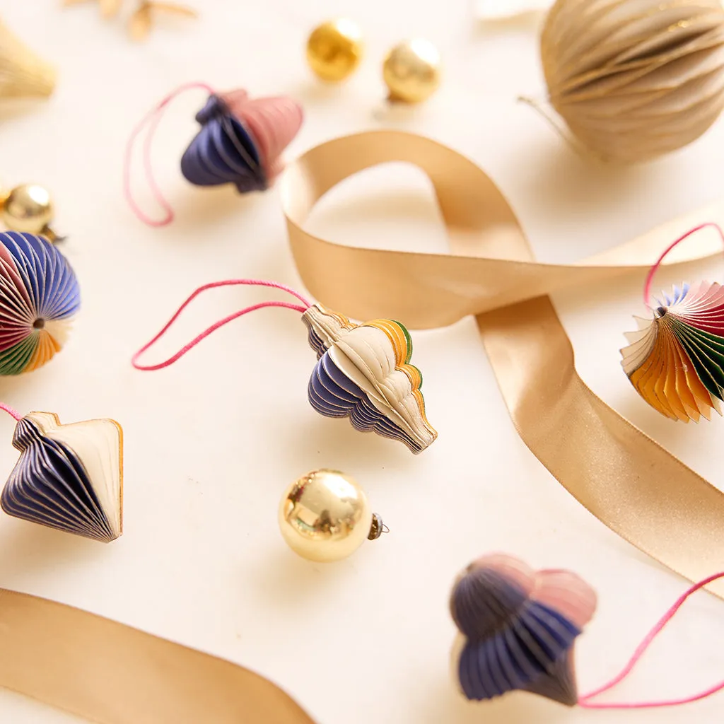 Multicolor Honeycomb Paper Mini Ornament Set of 6