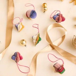 Multicolor Honeycomb Paper Mini Ornament Set of 6