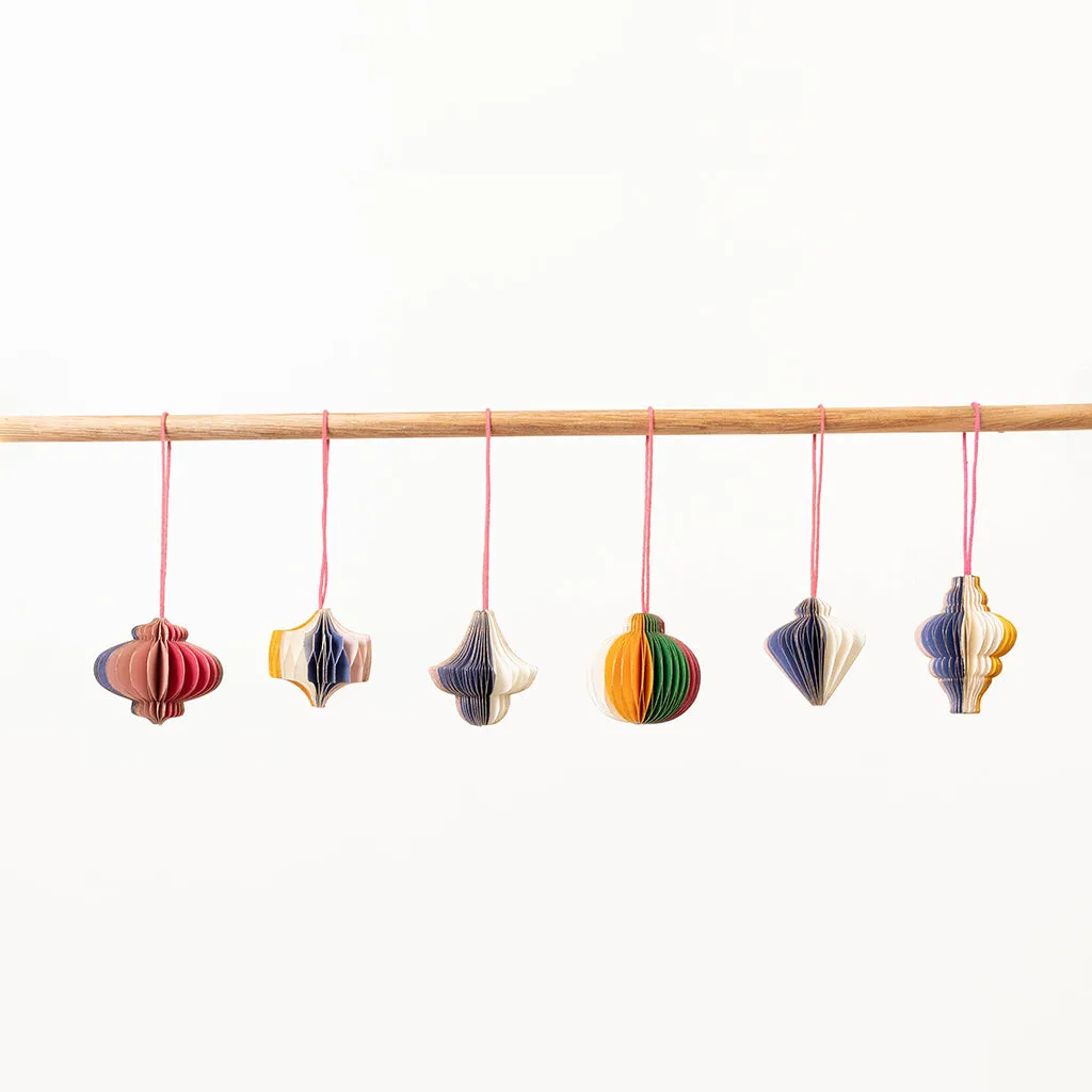 Multicolor Honeycomb Paper Mini Ornament Set of 6
