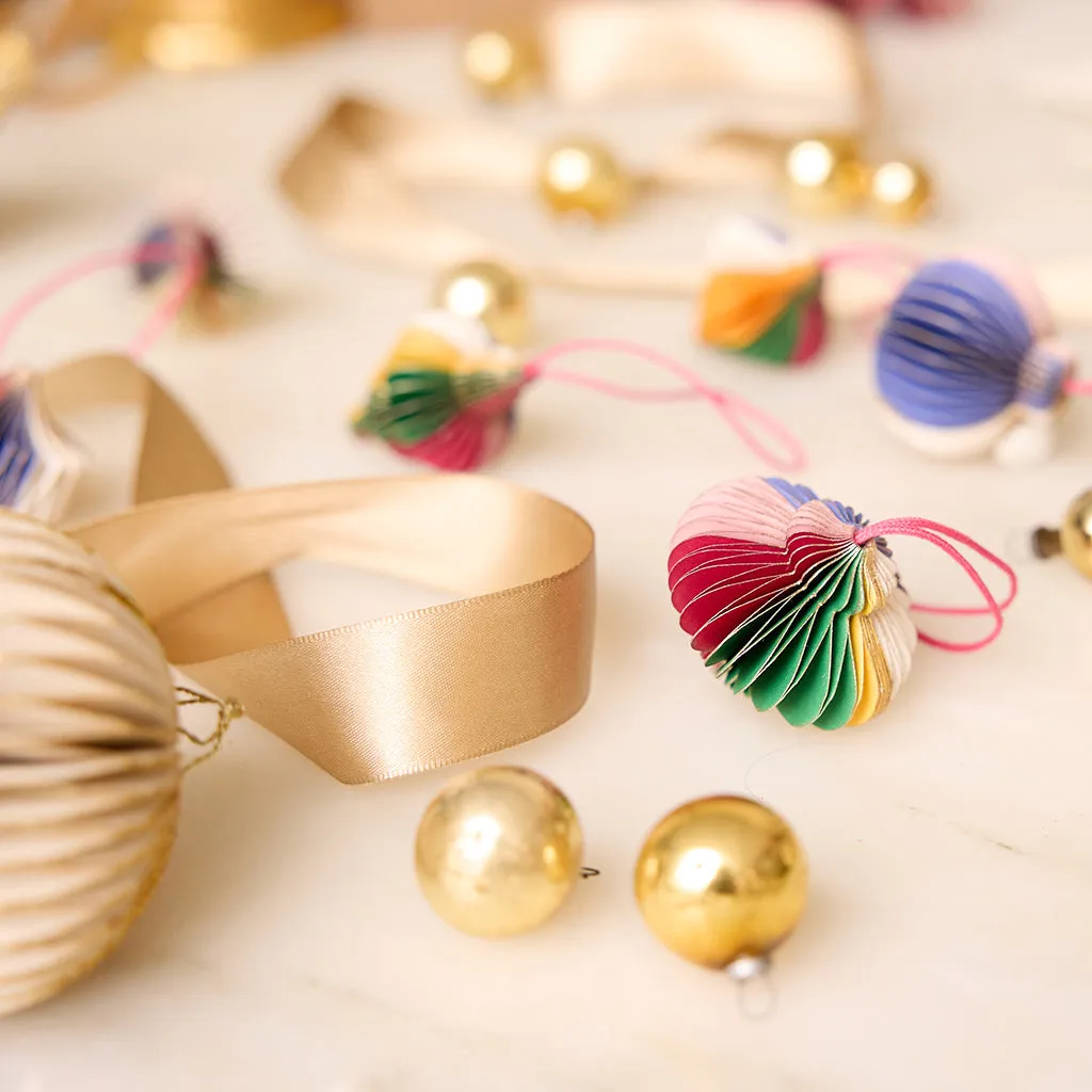 Multicolor Honeycomb Paper Mini Ornament Set of 6