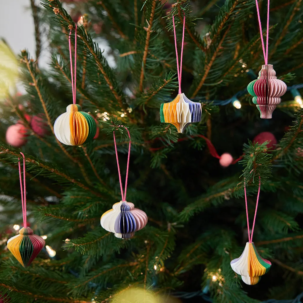 Multicolor Honeycomb Paper Mini Ornament Set of 6