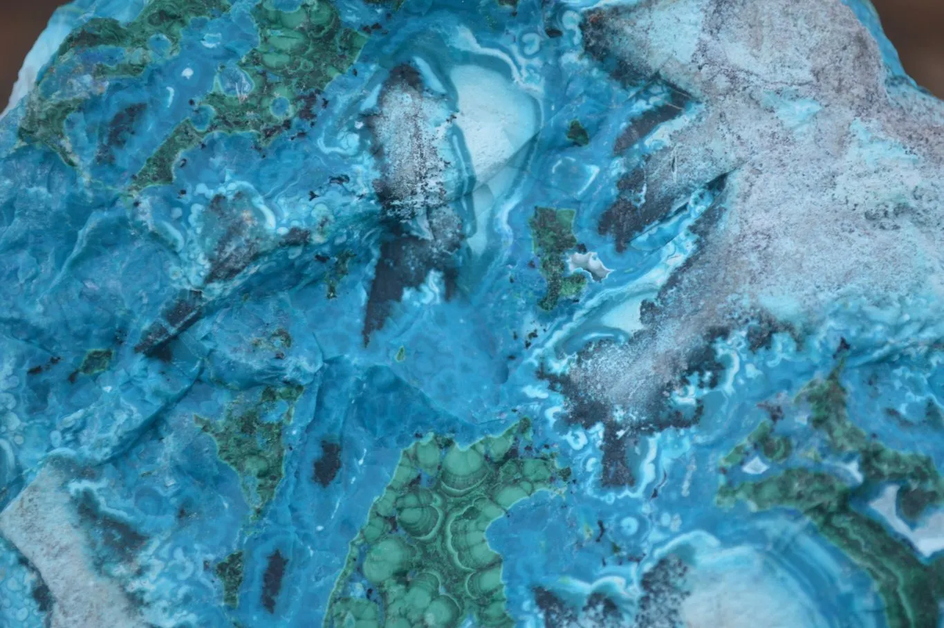Natural Blue Chrysocolla On Silky Malachite Matrix Specimen x 1 From Kulukuluku, Congo
