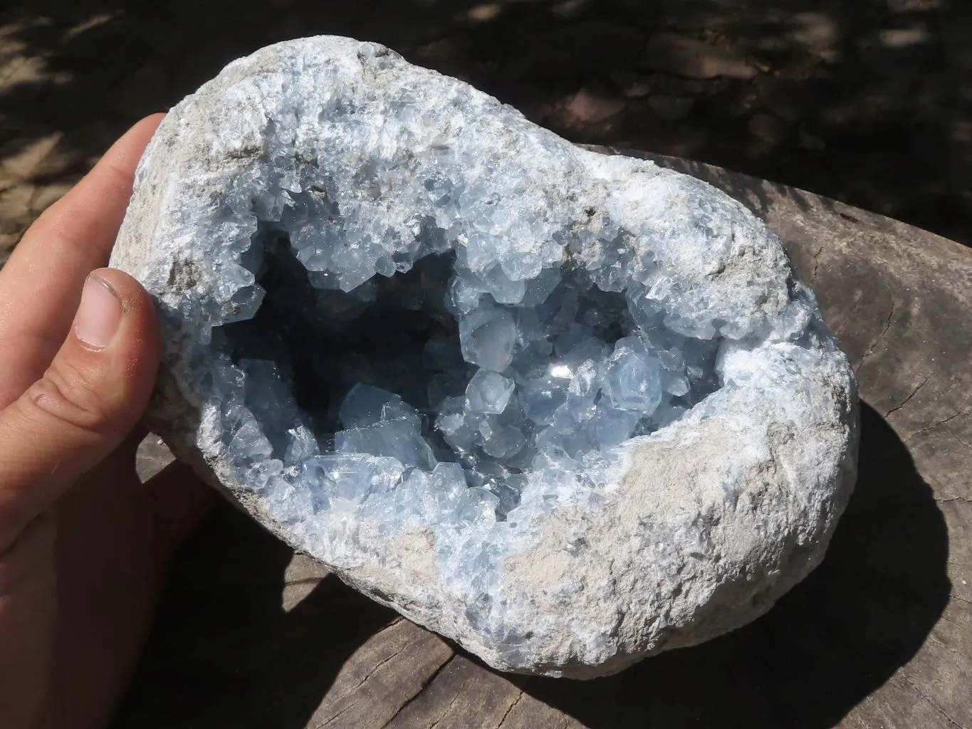 Natural Deep Blue Celestite Geode Specimen  x 1 From Sakoany, Madagascar