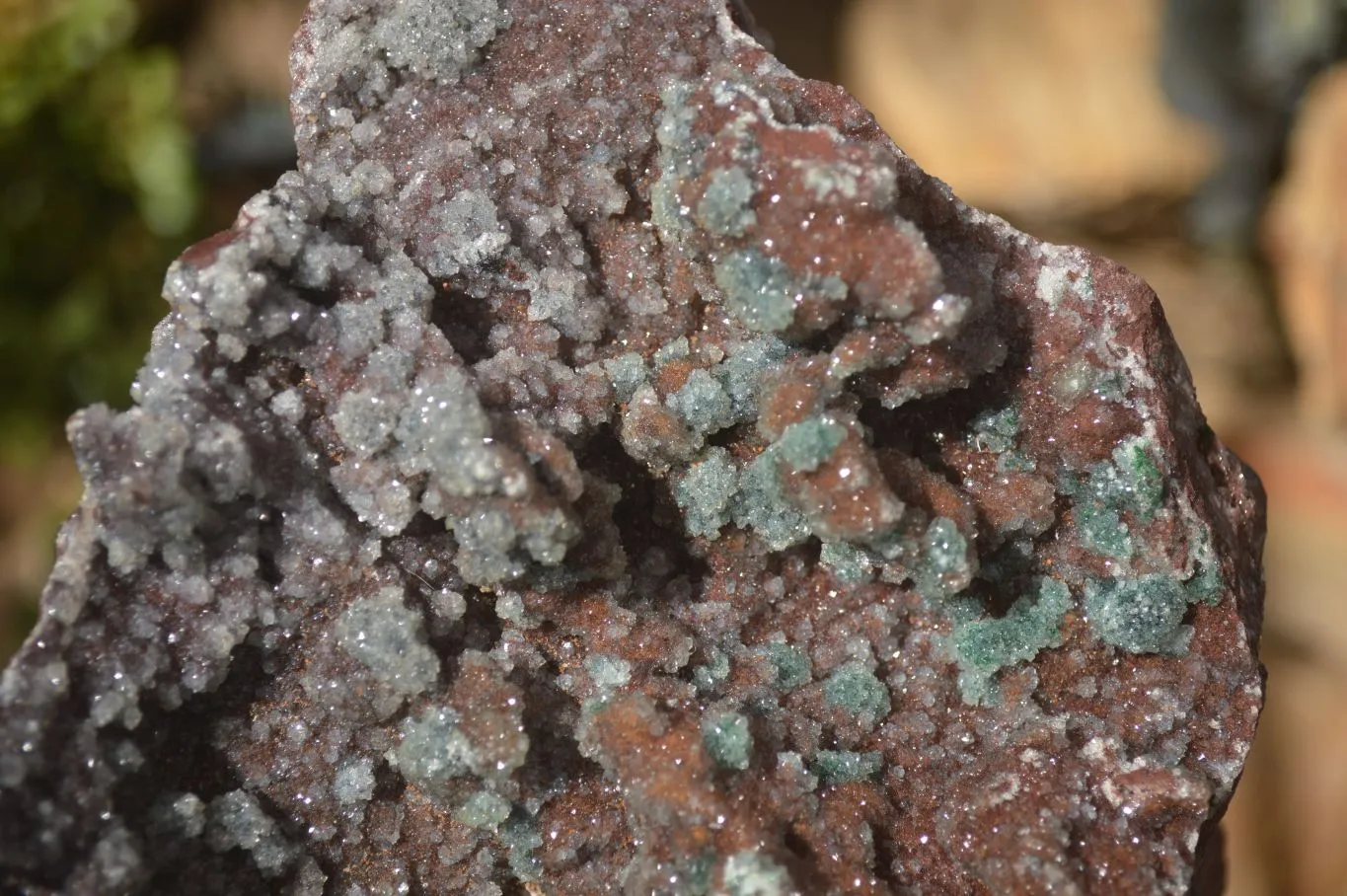 Natural Drusy Quartz Coated Ball Malachite On Red Copper Dolomite  x 1 From Likasi, Congo