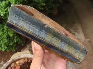Natural Thick Blue Gold Rough Tigers Eye Slab x 1 From Prieska, South Africa