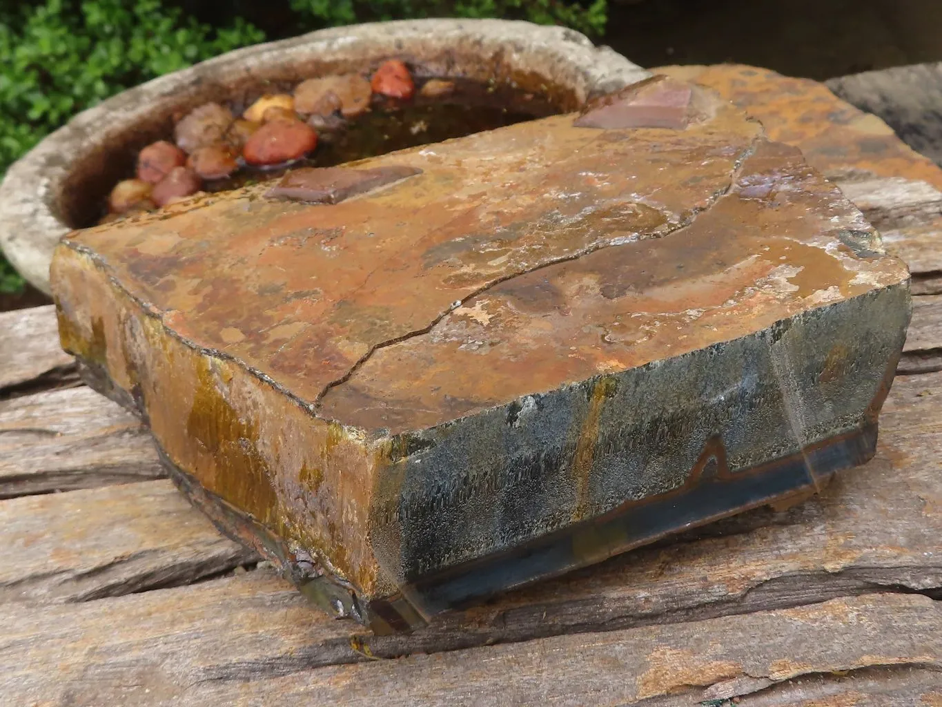 Natural Thick Blue Gold Rough Tigers Eye Slab x 1 From Prieska, South Africa