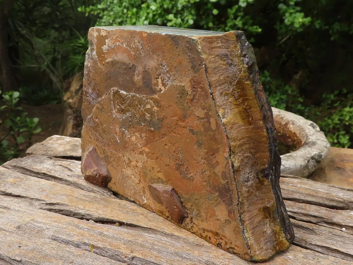 Natural Thick Blue Gold Rough Tigers Eye Slab x 1 From Prieska, South Africa