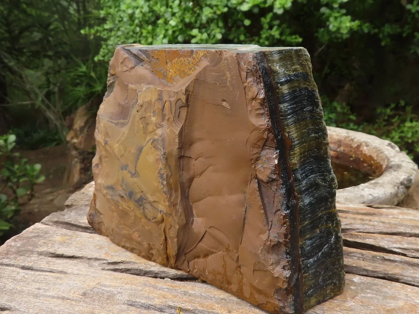 Natural Thick Blue Gold Rough Tigers Eye Slab x 1 From Prieska, South Africa